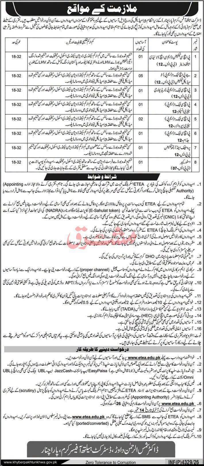 Health Department Kurram Jobs 2026