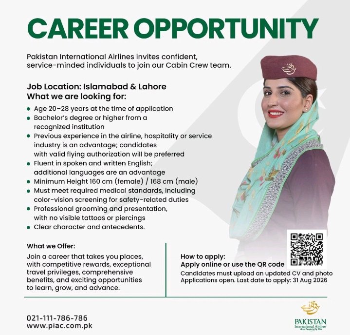 Pakistan International Airlines Jobs 2026
