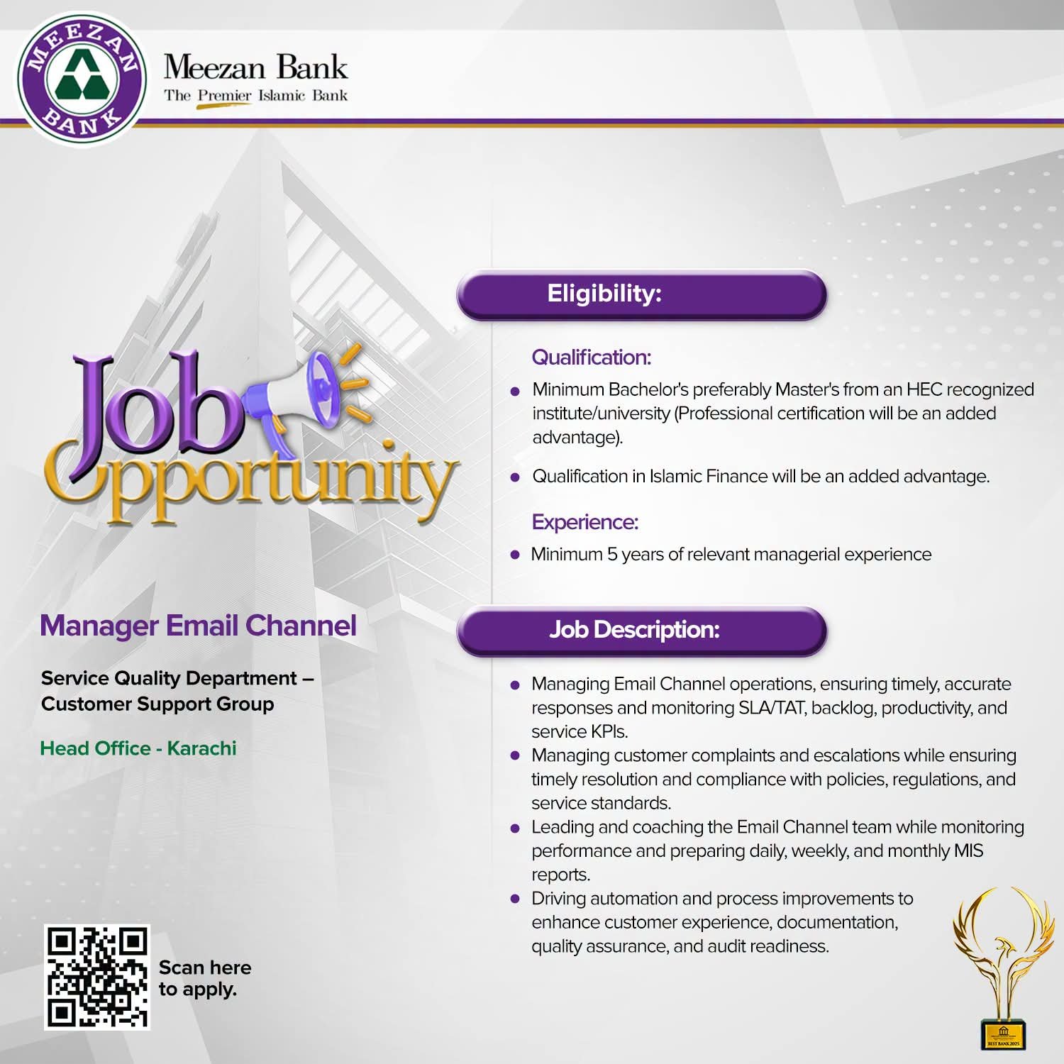 Service Quality Department – Customer Support Group Jobs 2026