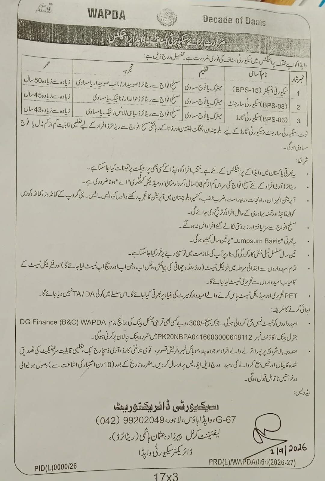 WAPDA Jobs 2026