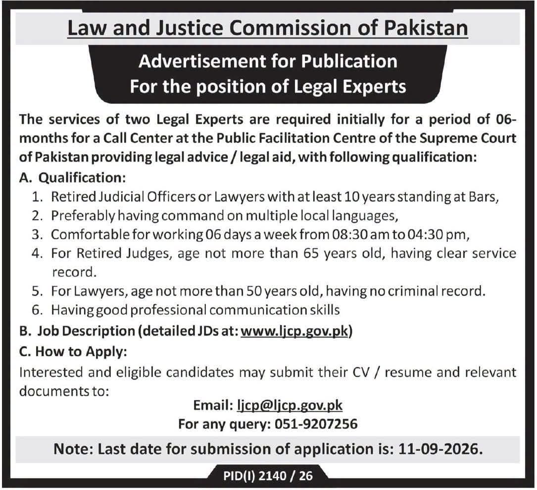 Legal Experts Required