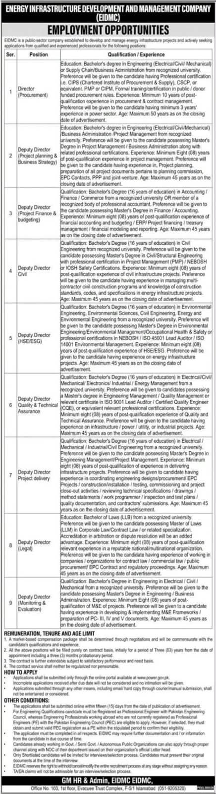 Energy Infrastructure Development and Management Company Jobs 2026