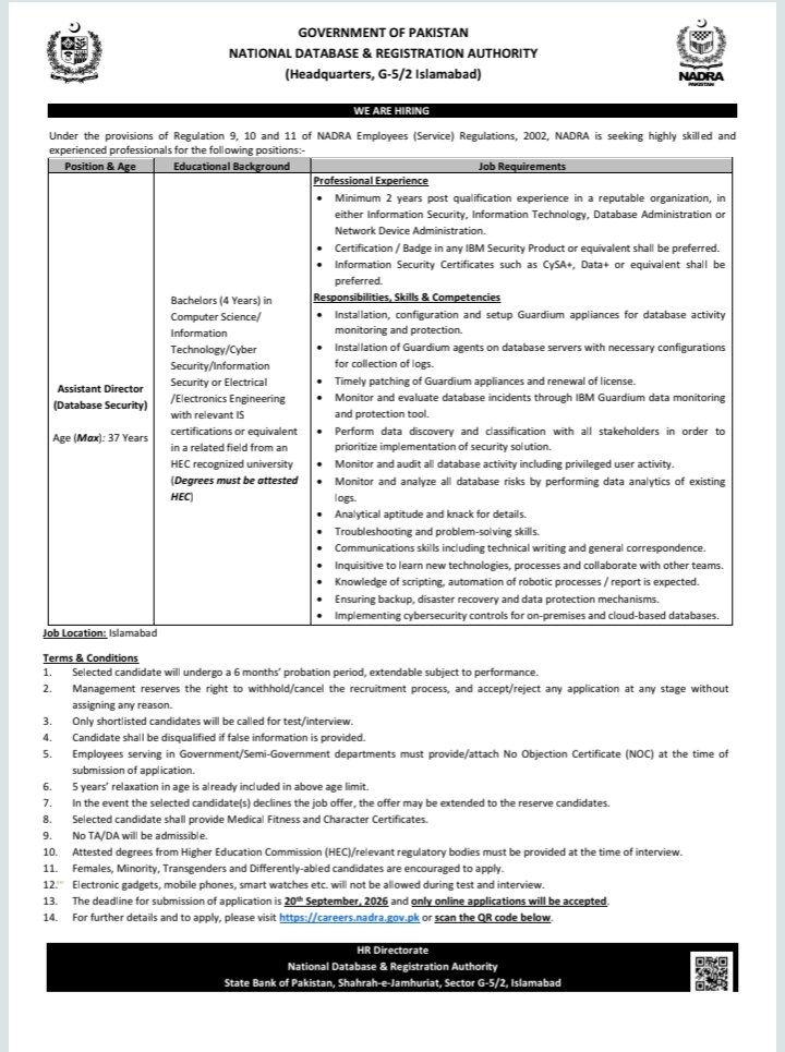 National Database & Registration Authority (NADRA) Jobs 2026