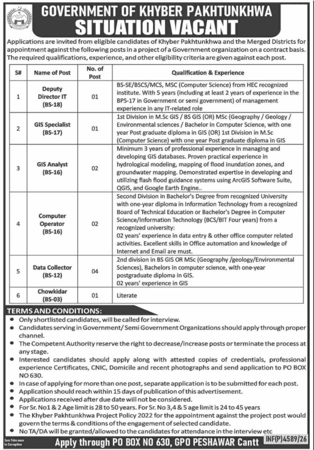 Government of Khyber Pakhtunkhwa Jobs 2026