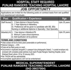 Nursing jobs in Lahore 2023