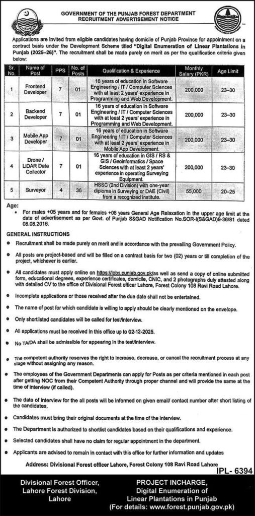 forest deparment latest jobs 2025