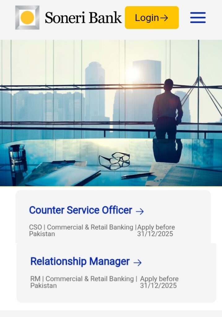 Soneri bank latest jobs for intermediate 