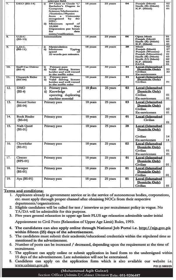 cabinet secretariat latest jobs 2026