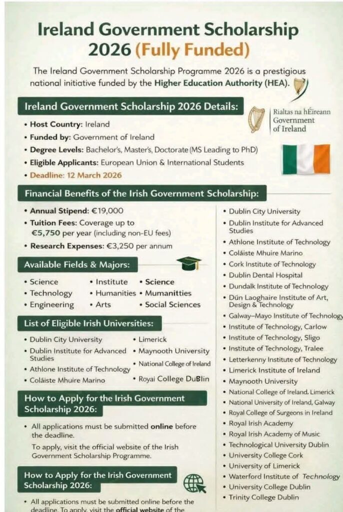 ireland government scholarship 2026