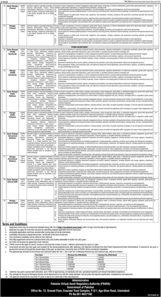 Pakistan Virtual Assets Regulatory Authority Jobs 2026