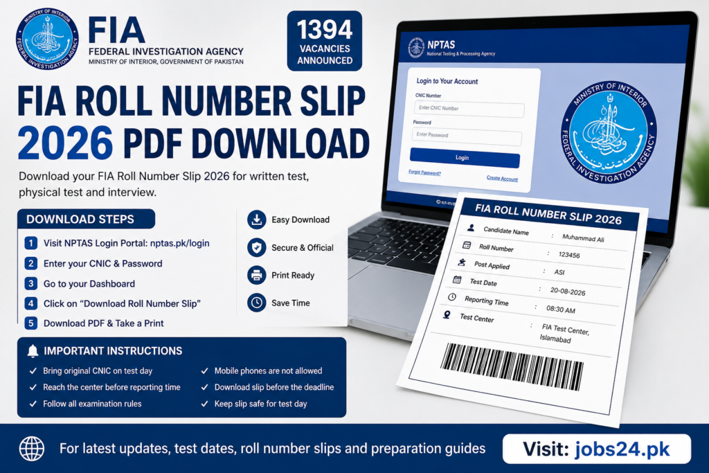 FIA Roll Number Slip 2026 PDF Download