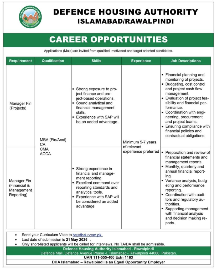 DHA Islamabad Jobs 2026