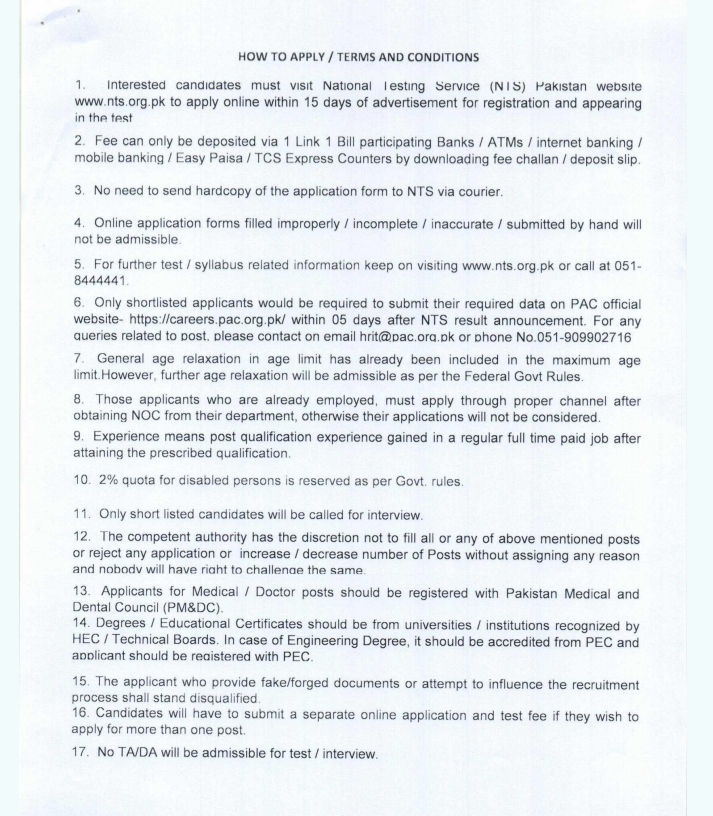 Pakistan Aeronautical Complex Kamra Jobs 2026