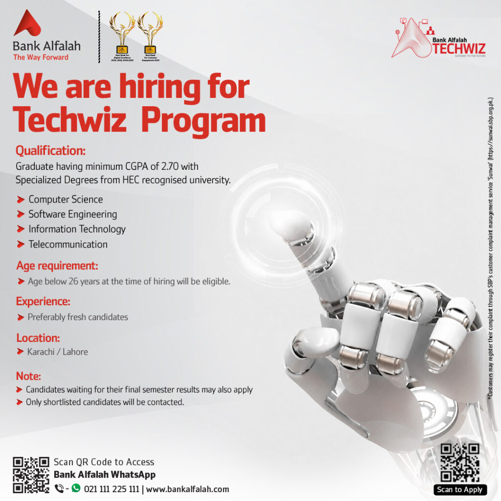 Apply for Bank Alfalah Latest Jobs 2026 in Pakistan. Great career opportunity for fresh graduates with handsome salary and online application process.