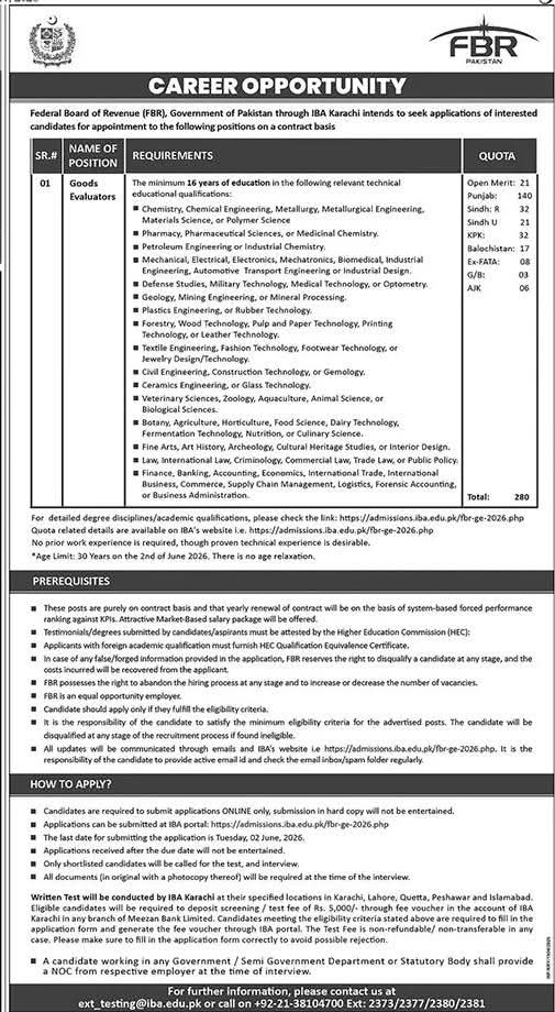 ooking for FBR Jobs 2026? Federal Board of Revenue is hiring talented candidates across Pakistan. Check eligibility and apply online today.