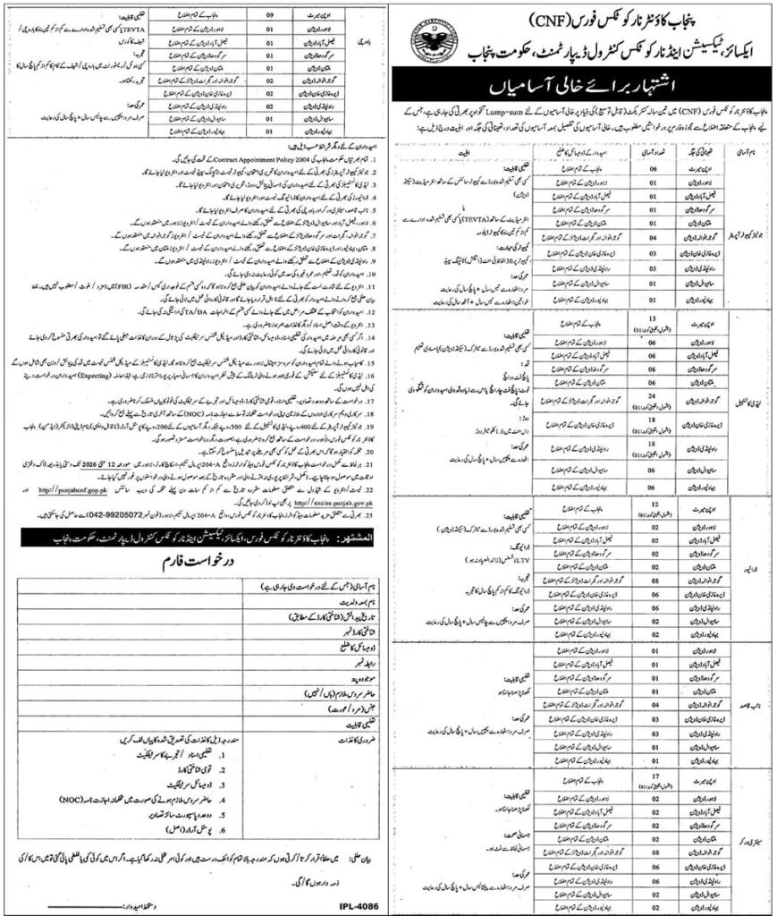 Excise Taxation and Narcotics Control CNF Jobs 2026