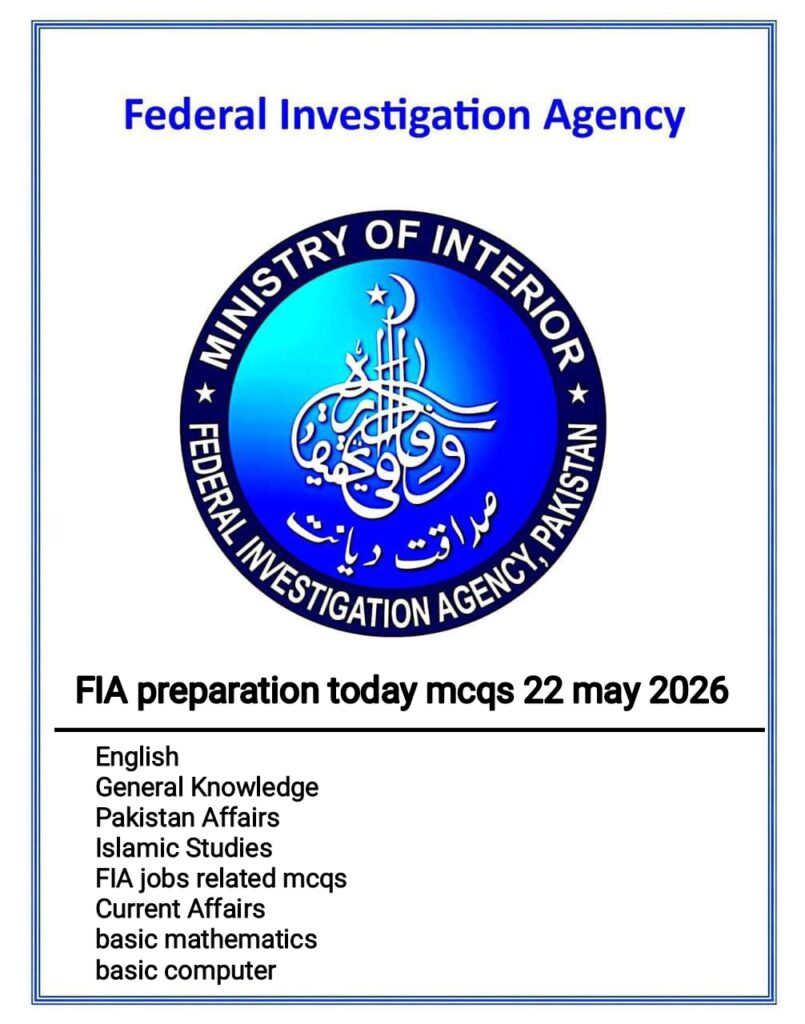 Fia jobs preparation mcqs 22 may 2026 with answers