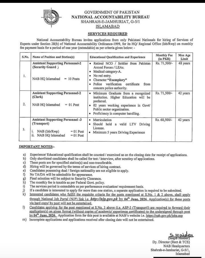 National Accountability Bureau Jobs 2026
