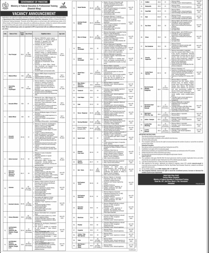 Ministry of Federal Education & Professional Training Jobs 2026