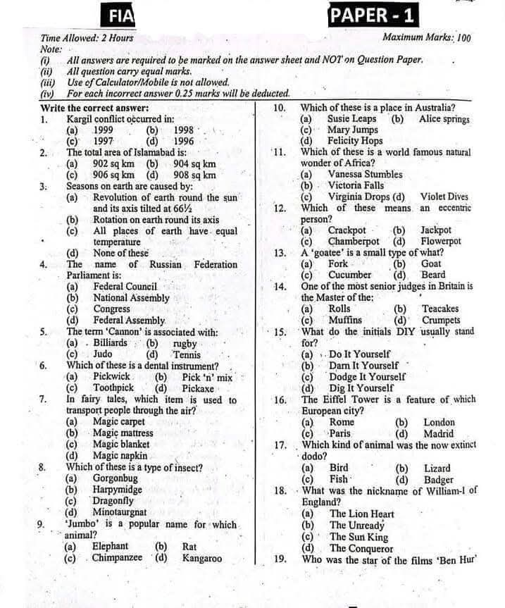 FIA Past Papers PDF Download Free With Answers – Complete Preparation Guide 2026