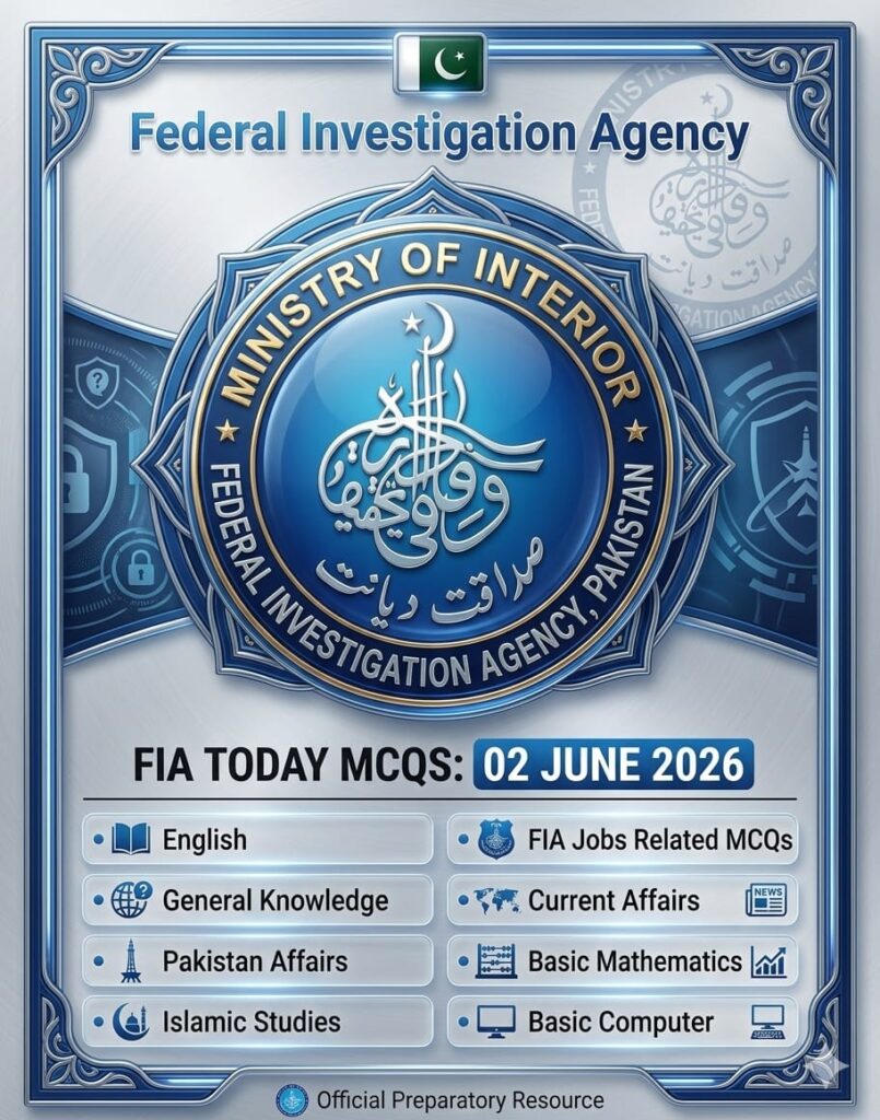 Boost your FIA exam preparation with today’s fresh and high-quality MCQs. Explore the latest fully updated FIA Jobs Preparation MCQs with answers published by Jobs24.pk and stay aligned with modern testing trends and exam patterns.