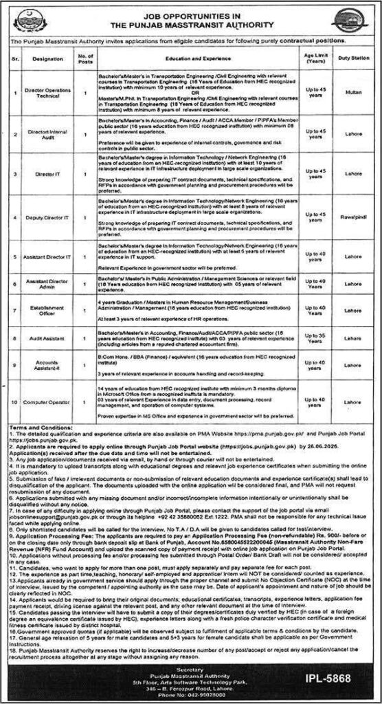 Masstransit Authority Jobs 2026 Apply Online