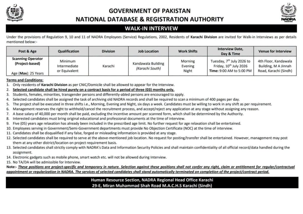 NADRA Jobs 2026