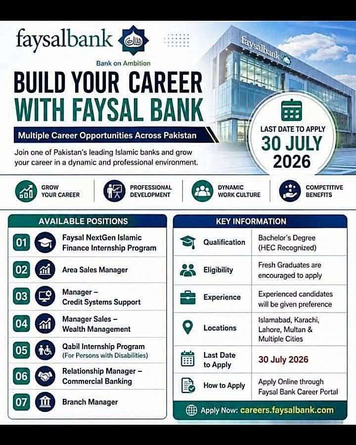 Faysal Bank Jobs 2026