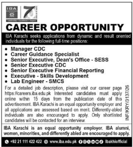 IBA Karachi Jobs 2026Â Apply Online for Latest Career Opportunities