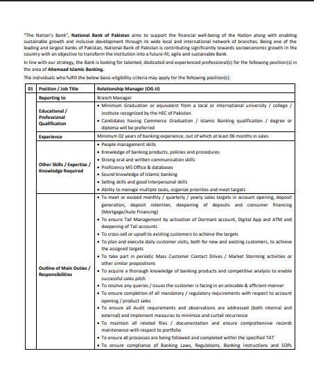 National Bank of Pakistan Jobs 2026 Apply Online Latest NBP Careers