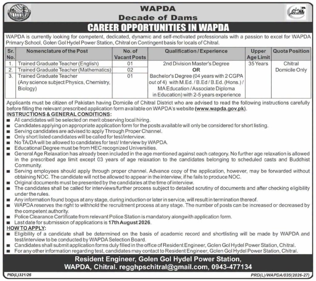 WAPDA Jobs 2026