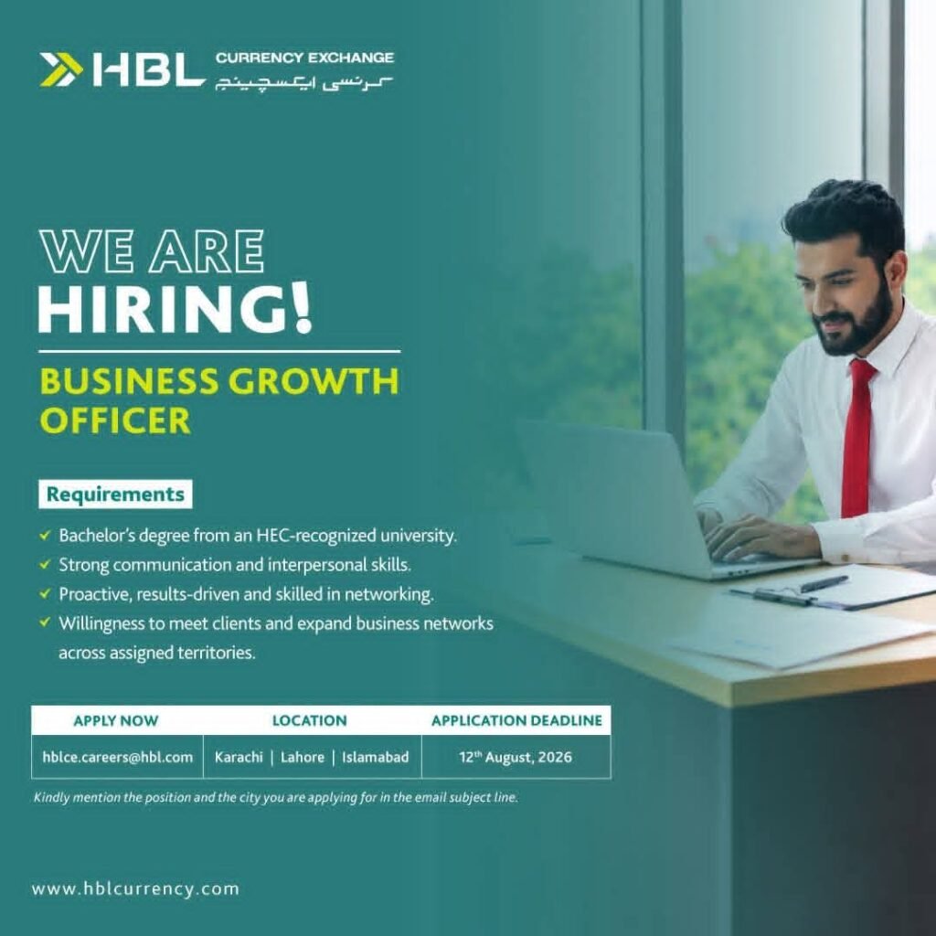 HBL Currency Exchange Jobs 2026