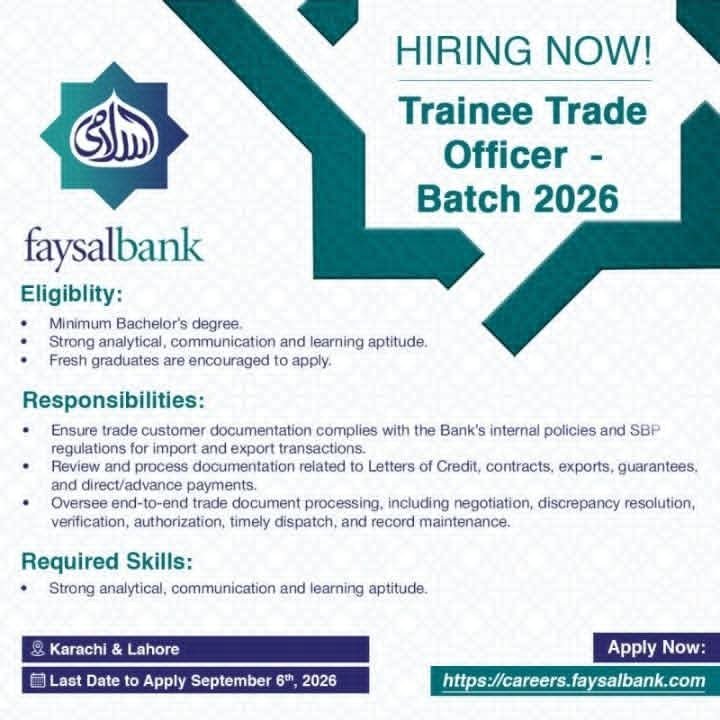 Faysal Bank Jobs 2026