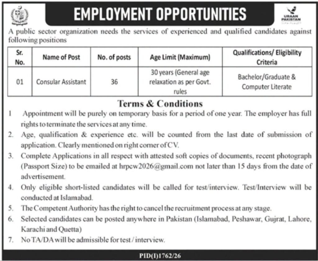 Ministry of Foreign Affairs Jobs 2026 –Apply Online