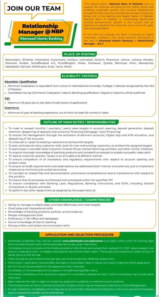 National Bank of Pakistan Jobs 2026