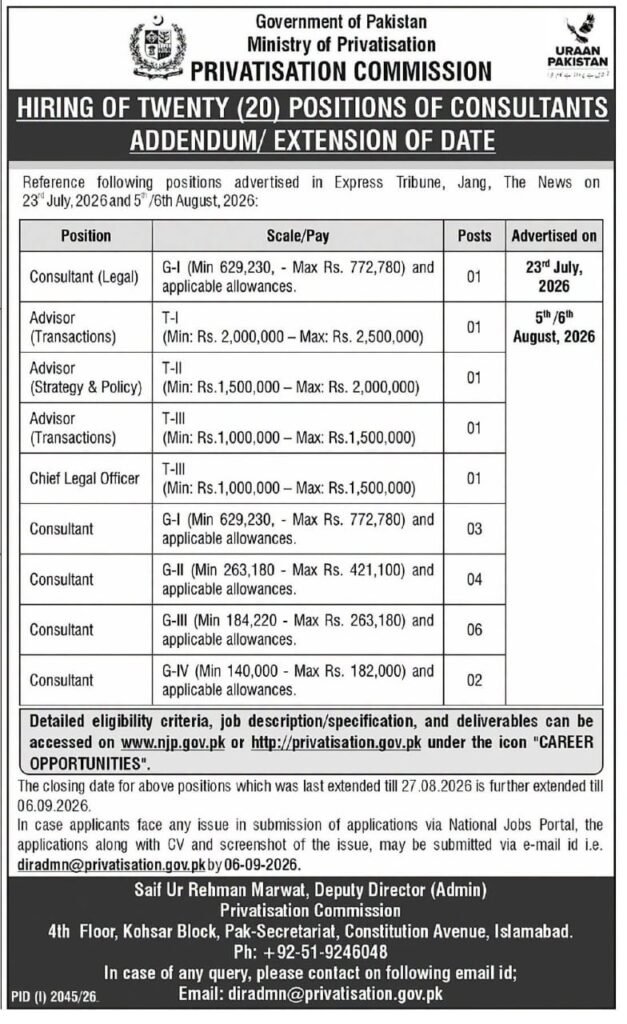 Privatisation Commission Jobs 2026