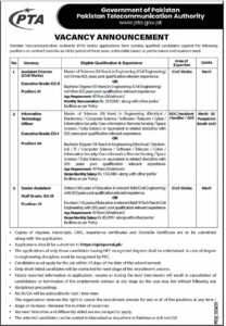 Job announcement for various positions at Pakistan Telecommunication Authority