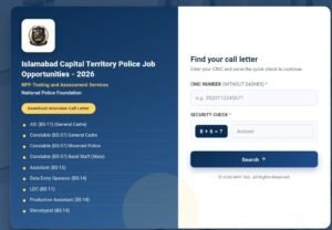 Job advertisement for Islamabad Capital Territory Police with available positions and application details for 2026.